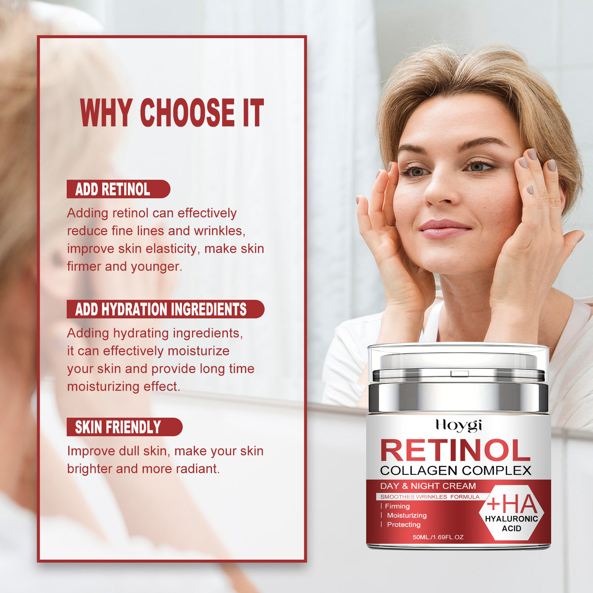 Retinol Anti-Wrinkle Cream, Reduces Fine Lines By Firming, Tender Skin And Moisturizing Anti-aging Cream